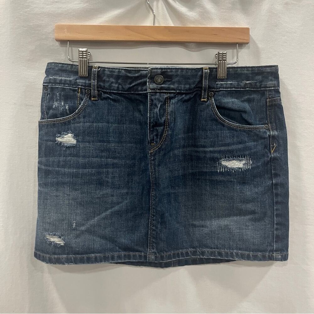 Ann Taylor Loft Denim Skirt Womens Size 8 Mini Distressed Winery Festival Cruise